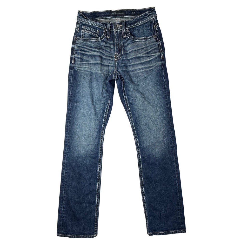 BKE Jake Straight Leg Jeans Mens 28x30 Medium Wash Distressed Denim Blue